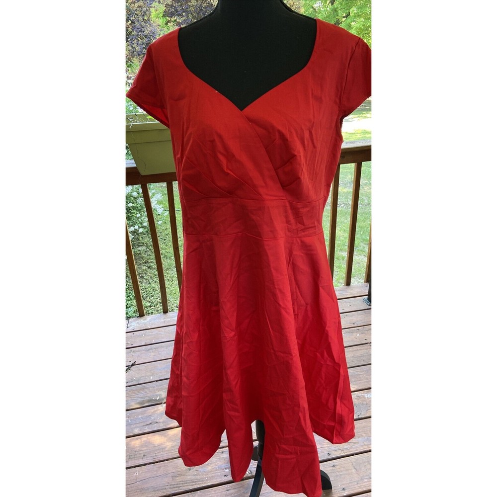Bbonlinedress Retro Vintage 1950s Red Short Swing Dress 2XL NWOT